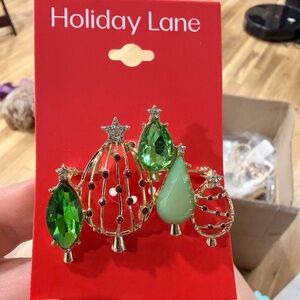 Macy's Holiday Lane Green and Gold Ornament Brooch
